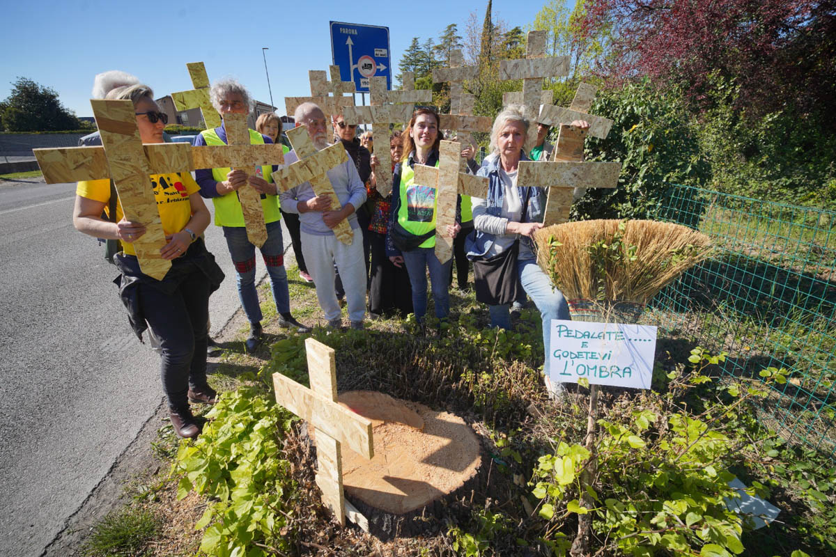 Protesta contro l'abbattimento di alberi in via Preare a Verona (3 aprile 2026)